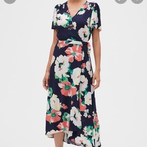 Gap navy and floral wrap dress